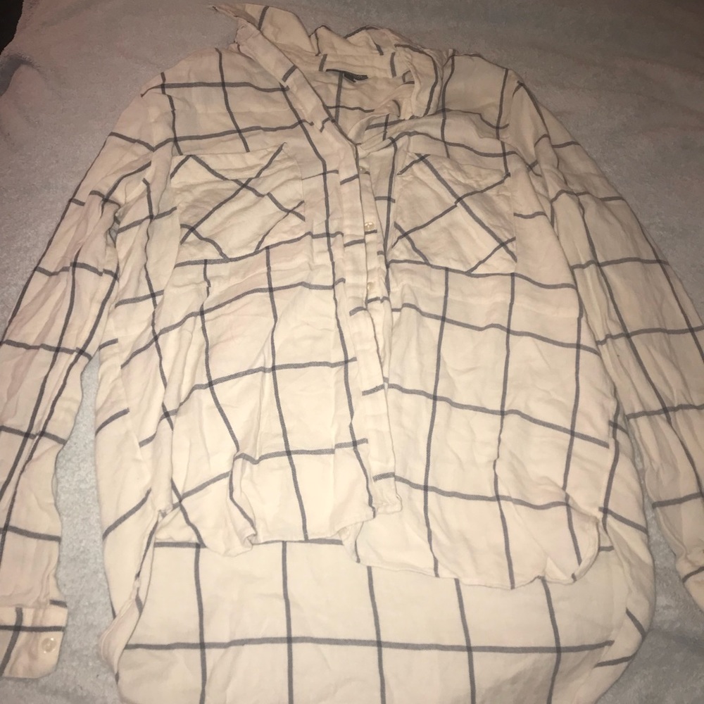 Navy Blue and Off White Top Shop Flannel
